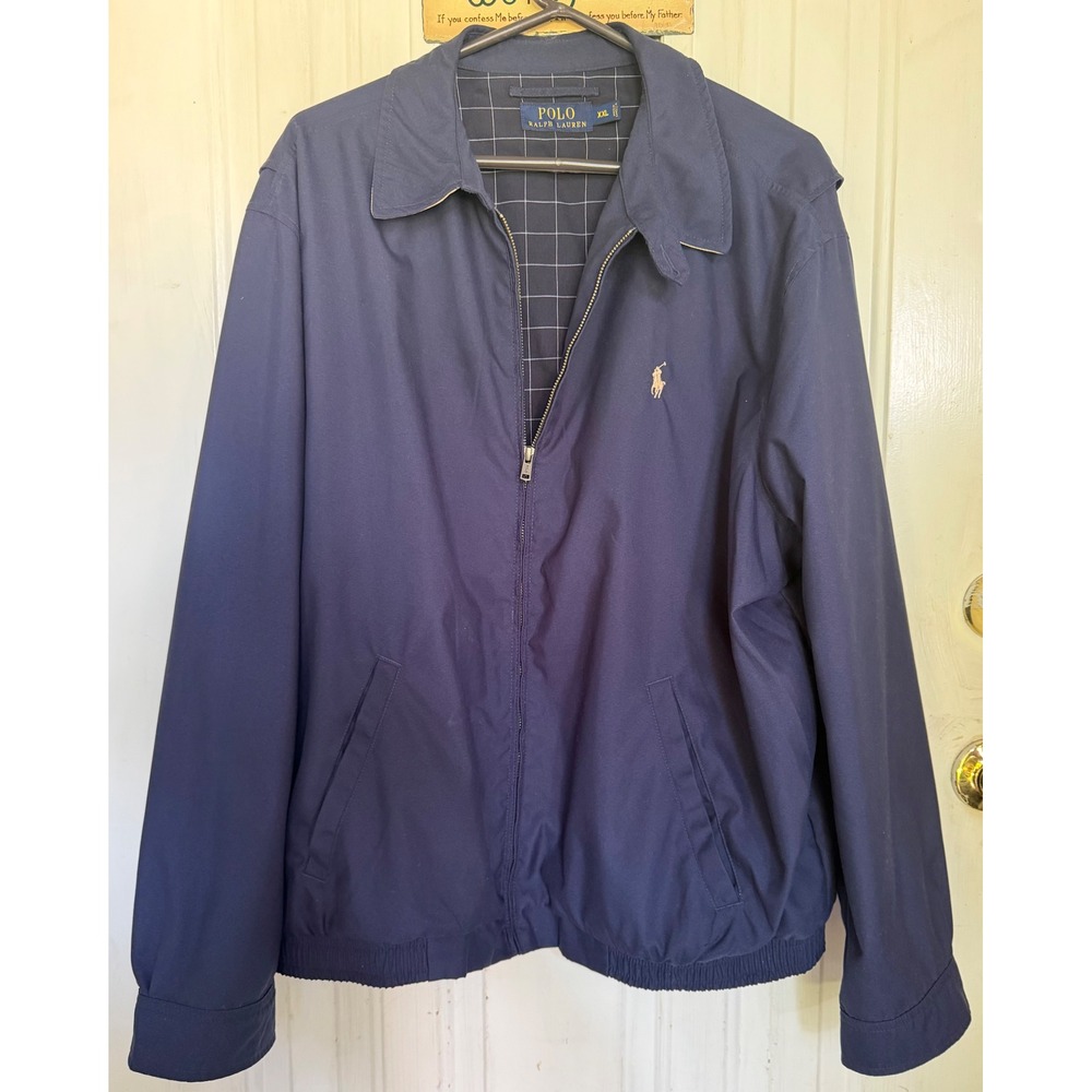 Polo Ralph Lauren Mens XXL Navy Blue Harrington Jacket Full Zip Windbreaker
